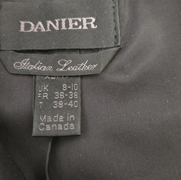 DANIER Black and White Wool Knit and Genuine Leather Moto Jacket. Size XS - Picture 9 of 14